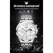 abordables Relojes de Cuarzo-Nuevo reloj de negocios para hombre de la marca Olevs con pantalla luminosa, función de cronómetro, calendario, indicador de 24 horas, reloj de cuarzo multifuncional, informal y moderno, resistente al