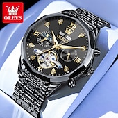 Χαμηλού Κόστους Μηχανικά Ρολόγια-Ανδρικό ρολόι Olevs 6621, αυτόματο μηχανικό επαγγελματικό ρολόι, αδιάβροχο, φωτεινό, αέναο ημερολόγιο, φάση σελήνης, ρολόγια από ανοξείδωτο ατσάλι