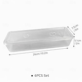 お買い得  キッチン用品＆小物-蓋付き積み重ね可能な冷蔵庫オーガナイザーコンテナ6個パック &amp;取り外し可能な排水トレイ、肉、魚、野菜、麺類、ネギなどの長い食品保存ボックス &amp;ハーブ