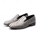 halpa Loafers-Miesten vihreät ja ruskeat käärmekuvioiset nahkaiset loaferit, slip-on-muodinmukaiset kengät yökerhoihin, juhliin ja rohkeisiin muotilausuntoihin