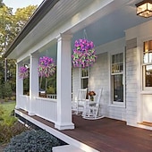 お買い得  造花-4個の吊り下げ式人工アサガオのつる、UV耐性造花、屋外用、玄関ポーチの庭の結婚式用の造花、造花のつる、夏の屋内屋外装飾