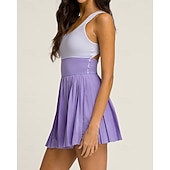 levne Dámské šaty-Dámské Slátanina Petit tenisové šaty Tenisové šaty s vestavěnými šortkami a podprsenkou Sportovní šaty Bez rukávů Kapsy Elastický Prodyšné Tenis Běh Zdatnost Kopeček Šaty Tepláková souprava Fialová