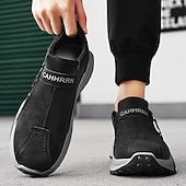 cheap Slip-On Casual Shoes-Men's Khaki and Black Slip-On Sneakers with Side Zipper, Lightweight Athletic Casual Shoes for Daily Walking, Travel and Outdoor Activities