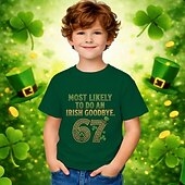 cheap St. Patrick's Tops-St. Patrick St. Paddy's Day Boys' 3D Graphic Funny Slang 67 T shirt Tee Short Sleeve 3D Print Summer Spring Sports Fashion Streetwear Kids 4-12 Years Crew Neck Casual Daily Outdoor Regular Fit