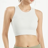 baratos Sutiã Esportivo-Mulheres Sustentação Média Regata com Bojo Sutiã de corrida Delgado Good Top Acolchoado Academia Exercício Corrida Leve Elástico Respirável Preto Branco Azul Retalhos