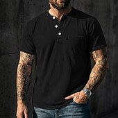 levne Ležérní tričko Henley-Pánské Tričko Henley Košile ze 100% bavlny Tričko Tričko Krátký rukáv Jednobarevné Retro Na běžné nošení Retro styl Barvení oděvů Vybledlý Henley Ležérní Léto Jaro Podzim Světlá růžová Šedá Tričko