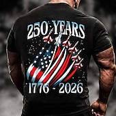  4 luglio 2026 250° Giorno della Memoria Maglietta a Manica Corta con Stampa 3D Bandiera USA per Uomini Quotidiano