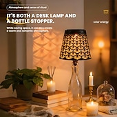 baratos Luzes de paisagem-1 unidade de luminária solar LED para rolha de garrafa, luminária para garrafa de vinho, luz embutida para sala de estar, sala de jantar, bar, camping, decoração de mesa, luz de projeção vazada