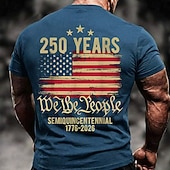  4th of July 2026 250th Memorial Day Men's 3D Print US Flag Crew Neck Short Sleeve T-Shirt Daily Street