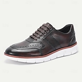 baratos Tênis de couro premium-Sapatos masculinos de couro legítimo bordô com cadarço, calçados formais premium para casamentos e ocasiões especiais.