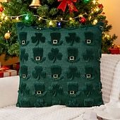 abordables Tirar almohadas, inserciones y cubiertas-Funda de almohada decorativa suave y acolchada de color liso para el Día de San Patricio, Pascua y San Valentín, ideal para sofá o sala de estar.