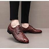 Χαμηλού Κόστους Derby παπούτσια-Ανδρικά παπούτσια με κορδόνια από συνθετικό δέρμα σε κόκκινο μοτίβο κροκόδειλου, μοντέρνα σχεδίαση για ειδικές περιστάσεις