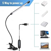 billige Leselys-LED-skrivebordslampe med klipsfunksjon og flimmerfri øyepleie, 3 lysstyrkenivåer, justerbar for lesing, studier, soverom, sovesal, USB-drevet, nattbordslampe, flimmerfri