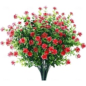 זול פרח מלאכותי-6 חבילות פרחים מלאכותיים פרחים מזויפים חיצוניים לקישוט עמיד בפני UV ללא דהייה צמחי פלסטיק מלאכותיים גינה למרפסת חלון עיצוב ארגזי חלון