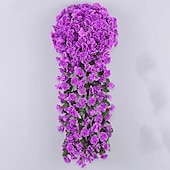 voordelige Kunstbloemen-2 stuks levendige kunstmatige hangende orchideeën, nep viooltjesranken als wanddecoratie, plastic hangende bloemen voor binnen, woonkamer, tuin of balkon