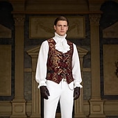 billiga Outfits-Rokoko Renässans Finkostym Skjorta Väst Vampyr Kunglig klädsel Maskeradkläder Herr fantasi Halloween Karnival Prestanda LARP Ren Faire Vuxna Väst Skjorta