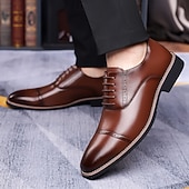 baratos Sapatos Oxford-Sapatos sociais masculinos em couro sintético, clássicos e elegantes para o escritório e ocasiões especiais.