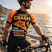 זול חולצות גברים-גברים חולצת ג'רסי לרכיבה גיאומטרי אופנייים דמות וסלוגן שרוולים קצרים אופנייים ג'רזי צמרות עם 3 כיסים אחוריים עמידות UV ייבוש מהיר עם כיסים רוכסן קדמי ספורט שחור צהוב כחול רויאל ביגוד