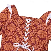 preiswerte Kleid-Mittelalterlich Renaissance Bodenlang Kleid langarm Prinz Königin A-Linie Kostüm Damen königlich Halloween Karneval Maskerade Renaissance-Messe LARP Erwachsene Kleid Ganzjahres