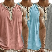  3-delt flerpakning singlet for menn, singlet, ermeløs, henley-skjorte, sommer, enkel, motedesigner, enkel, avslappet, ferie, gate, abc-topp, t-skjorte for menn