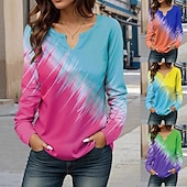 billige Kunst og Design Bluser-Dame Bluse Trykt mønster Grafisk Graffiti Stilfull Fritid Langermet V-hals Vanlige topper Daglig Blå Lilla Fuksia Oransje Vår Høst