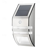 abordables Aplique de pared para exterior-Luces solares de acero inoxidable para cercas, para exteriores, impermeables, con sensor de movimiento, para postes de patio, terrazas, porches, barandillas de escaleras, muelles, portones, pasarelas,