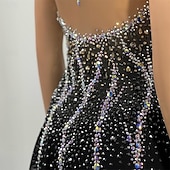 cheap Figure Skating Dresses-Figure Skating Dress Women's Ice Skating Dress Black Patchwork Asymmetric Hem Stretchy Training Competition Skating Wear Classic Crystal / Rhinestone Sleeveless Ice Skating Figure Skating
