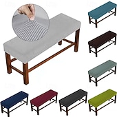 abordables Funda para silla de comedor-Funda elástica para banco, funda larga elástica para comedor, extremo de cama, banco de piano, entrada, banco para zapatos