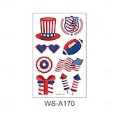  10/20 feuilles d'autocollants de tatouage pour la fête de l'indépendance américaine en stock. Vente en gros d'autocollants de tatouage décoratifs pour le maquillage du visage et la célébration du