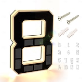 baratos Candeeiros Luzes de Exterior-Luminária de parede solar externa de 9 polegadas com endereço, à prova d'água IP44, luz LED com número para jardim, varanda, casa de campo, rua, placa luminosa com número da casa, luz decorativa