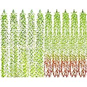 levne Umělé rostliny a zeleň-10 ks umělých vinných rév, závěsný břečťan, umělá smuteční vrba, zeleň, listy, plastové rostliny, umělá vinná réva, pro vnitřní a venkovní nástěnné košíky, svatební dekorace, hostina