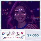  15 Pcs Independence Day Fluorescent Facial Tattoo Patch, American Party Festival Event Waterproof Sweat Disposable Makeup Face Patch