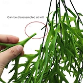 levne Umělé rostliny a zeleň-Sada 4 umělých závěsných rostlin z kapradiny staghorn, umělá kapradina, zeleň tropické džungle, listy révy vinné, na dekoraci na zeď, na svatbu, do zahrady, do domu, na venkovní dekoraci