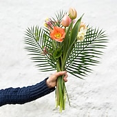 お買い得  人工植物と緑-人工ヤシの葉 14/42 個、20.4 インチの屋外用フェイクヤシの葉、グリーン、トロピカルスタイル、家の装飾、結婚式、誕生日パーティーに最適。