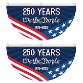 billige 250. jubileum-2 stk. amerikansk 250-årsjubileumsflagg, halvrundt til dekorasjoner, 250-årsjubileumsbanner, patriotisk flagg til uavhengighetsdagen og nasjonale feiringer