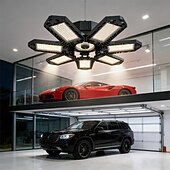 baratos Luzes de trabalho-Lâmpada LED para garagem com faixa de iluminação de teto de alto brilho 6500k, 7+1 painéis deformáveis, adequada para porão, celeiro, lavanderia e áreas de armazenamento.