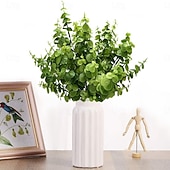 cheap Artificial Plants &amp; Greenery-4 pcs Eucalyptus Stems Decor Artificial Eucalyptus Leaves Faux Eucalyptus Stems Real Touch Fake Greenery Branches for Wedding Flower Bouquet Centerpiece Home Office Decoration
