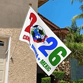 abordables graciosas telas decorativas-Bandera de la Copa Mundial 2026 para fanáticos, pancarta de México, Estados Unidos y Canadá, decoración para fiestas, telón de fondo
