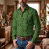 abordables Hauts-Rétro Vintage Années 1970 Chemise Chemise Aloha Manches longues Hippie Géométrique Déguisement Homme Mascarade Festival de Musique Soirée Tenue quotidienne Adulte Chemise