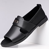 cheap Dress Sandals-Men's Black Slide Sandals, Adjustable Strap, Casual Comfort Sole, Relaxed Summer Style for Beach, Poolside &amp; Daily Wear