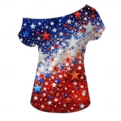  250. rocznica USA Retro / vintage Lata 80 Koszulkowy Na jedno ramię Krótkie rękawy Strój na bal maskowy Damskie 4 lipca Dzień Niepodległości Dla dorosłych podkoszulek
