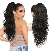 cheap Ponytails-Ponytail Extension, 18" Claw Clip Ponytail Extension Wavy Ponytails Hair Extensions Jaw Clip on Pony Tails Natural Synthetic Hairpiece for Women Daily, Dark Ash Blonde with Golden Ends 18 Inch
