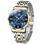 abordables Relojes de Cuarzo-Nuevo reloj de negocios para hombre de la marca Olevs con pantalla luminosa, función de cronómetro, calendario, indicador de 24 horas, reloj de cuarzo multifuncional, informal y moderno, resistente al