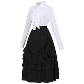 abordables Conjuntos-Conjunto Elegante Medieval Renacimiento Hasta el Tobillo Falda Blusa / Falda Larga Princesas Dama Corte A Disfraz Mujer Fantasía Navidad Víspera de Todos los Santos Feria del Renacimiento LARP Adulto