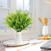 levne Umělé rostliny a zeleň-20 svazků umělých rostlin bostonské kapradiny, UV odolných, realistických, umělých keřů, venkovní zelené rostliny, umělé plastové rostliny pro domácí zahradu, vnitřní a venkovní dekoraci