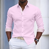economico Camicie eleganti da uomo-Per uomo Camicia Camicia elegante Camicia con Bottoni Tinta unica Quotidiano Affari Blu chiaro Verde chiaro Blu marino Manica Lunga Collo ripiegato Tutte le stagioni Abbigliamento Patchwork