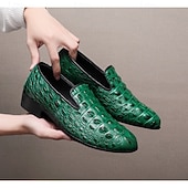 abordables Mocasines-Zapatos sin cordones con estampado de cocodrilo rojo de piel sintética para hombre, elegantes y cómodos para ocasiones formales e informales.
