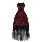 abordables Conjuntos-Rococó Victoriano Renacimiento Vestidos Abrigo Disfraz de lujo Bruja Vampiros Atuendo real Disfraz Mujer Fantasía Víspera de Todos los Santos Carnaval Rendimiento LARP Feria Ren Adulto Cima Vestido
