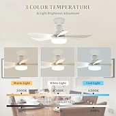 abordables Ampoules de décoration-Ventilateur de plafond avec éclairage intégré et télécommande, ampoule de 1100 lumens, intensité lumineuse réglable (3 couleurs et 3 vitesses), installation facile pour chambre, cuisine, salle à
