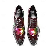 billiga Klassiska Klädskor-Herrskor i äkta läder i färgglada skimrande formella skor, eleganta snörskor för bröllop, lyxskor för brudgum och bröllopsgäster